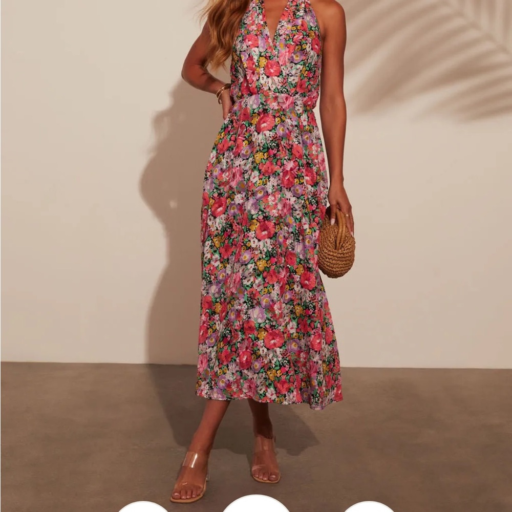 Vici Red Halter Sundress Midi for Wedding Guest